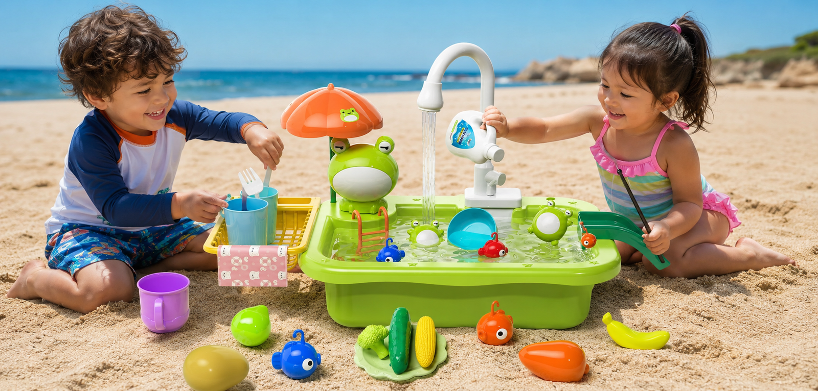 SplaHKids con accesorios para jugar con agua, lavar y pescar
